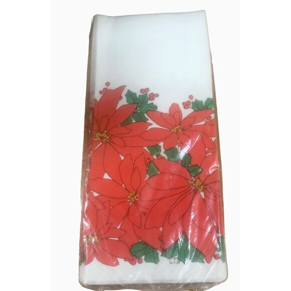 Vtg Christmas Paper Tablecloth Poinsettia Pattern 54 x 96 American Greeting - Picture 3 of 4